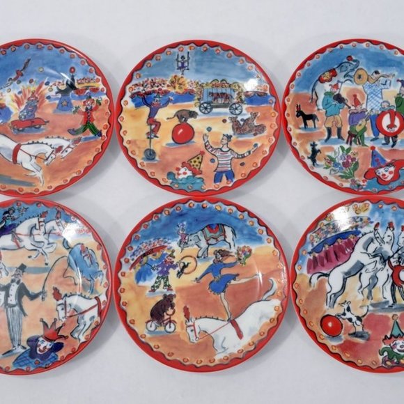 6 pc Circus Plates Porcelain France Philippe Desho - Picture 4 of 4